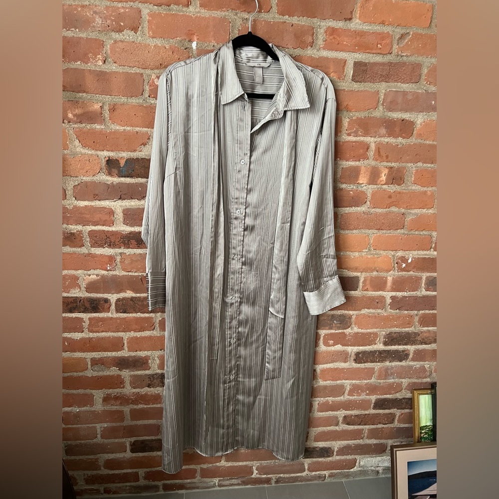 H&M Black and White Striped Shirt Dress